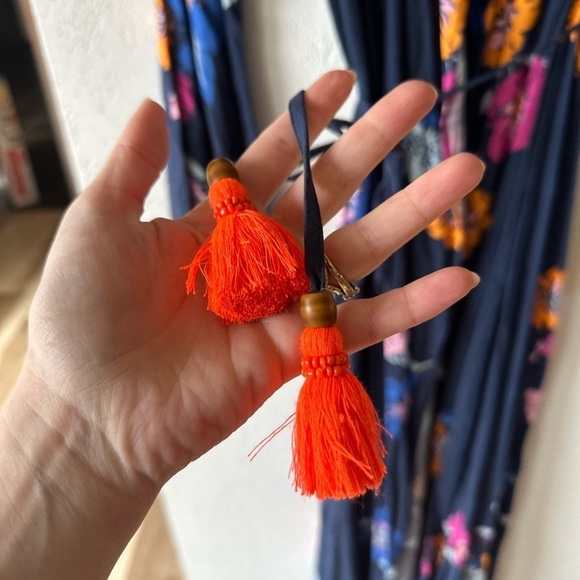 Maaji Make Waves Long Sleeve Kimono Maxi Wrap Dress or Coverup in Blue Floral M - Picture 7 of 13